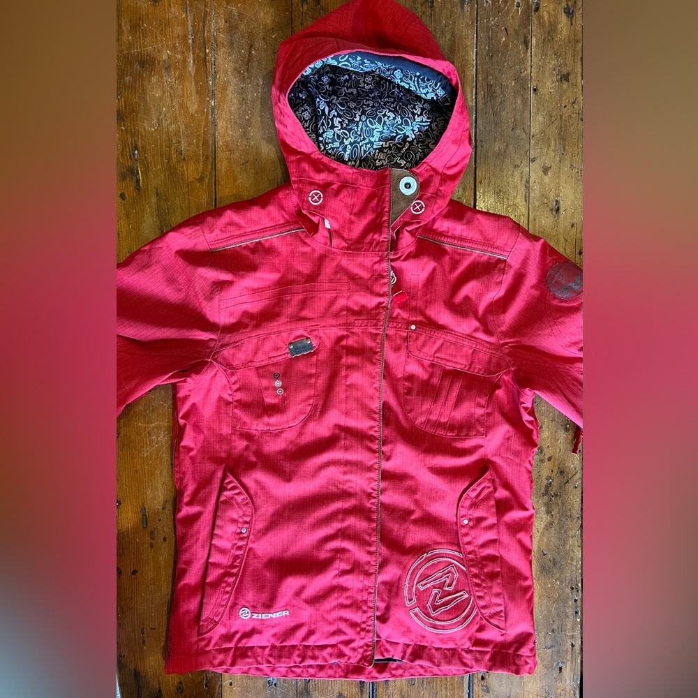 Ziener, Red, Multi Pocket, Ski, Snowboard, Cold Weather Jacket Euro Size 38 US M